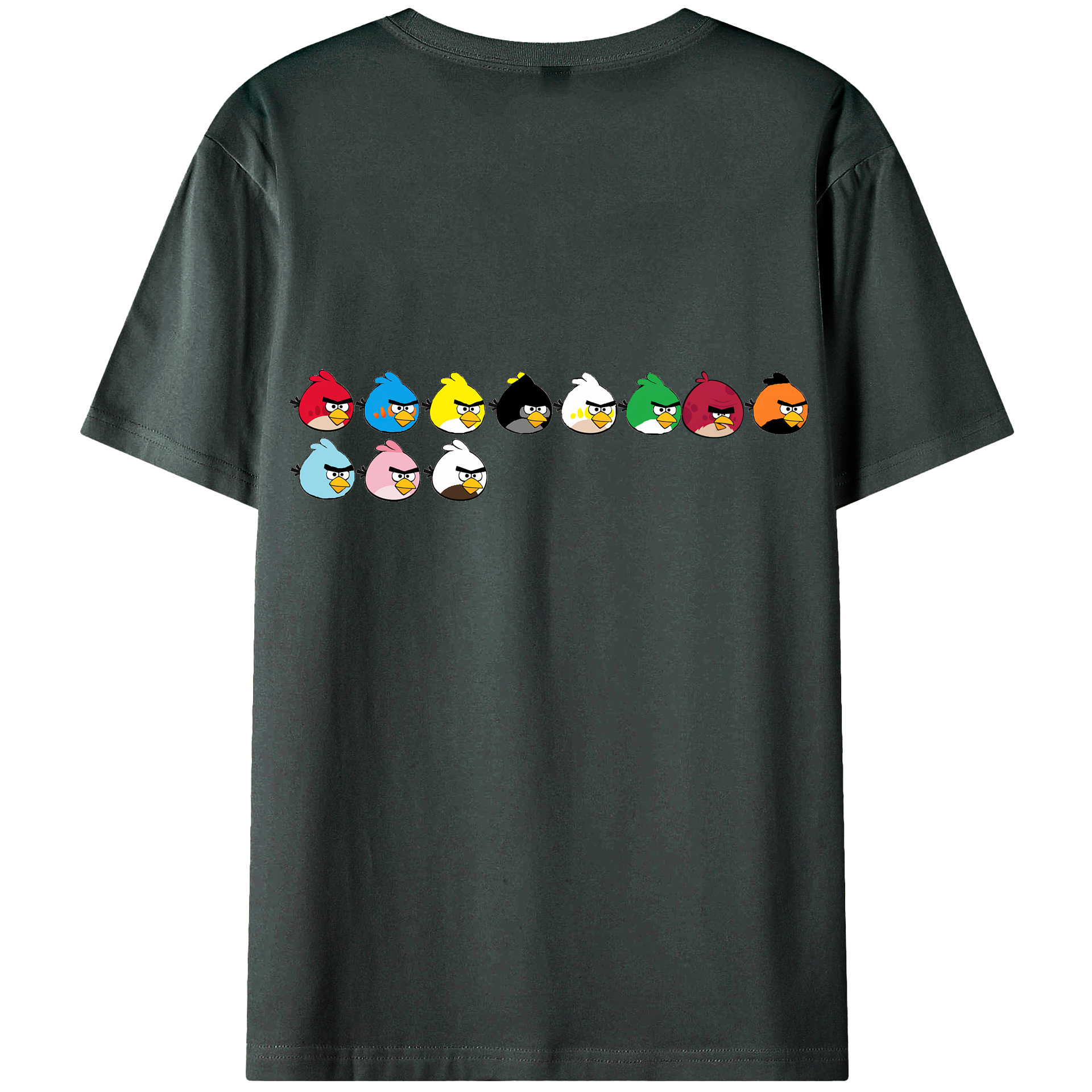 （画像用） Angry Birds アングリーバード 綿100％ メンズ半袖Tシャツ（バックプリント） 通気性